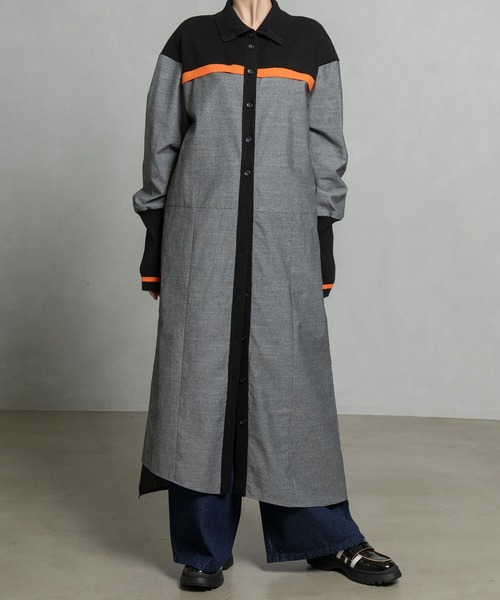 MARECHAL TERRE（マルシャルテル）の「スタンドカラーコンビネーションワンピース（ワンピース・レディース・ブラック/カーキ/ネイビー/ブラウン・MEDIUM）」の2枚目の写真