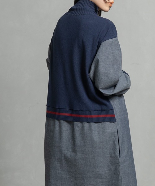 MARECHAL TERRE（マルシャルテル）の「スタンドカラーコンビネーションワンピース（ワンピース・レディース・ブラック/カーキ/ネイビー/ブラウン・MEDIUM）」の8枚目の写真