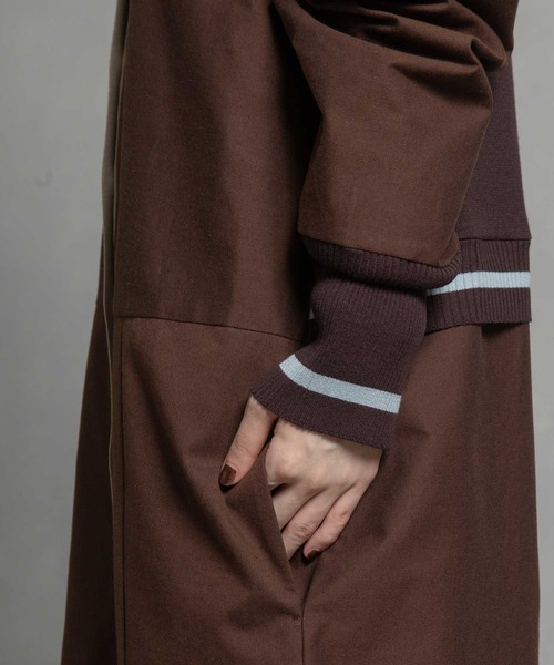 MARECHAL TERRE（マルシャルテル）の「スタンドカラーコンビネーションワンピース（ワンピース・レディース・ブラック/カーキ/ネイビー/ブラウン・MEDIUM）」の19枚目の写真