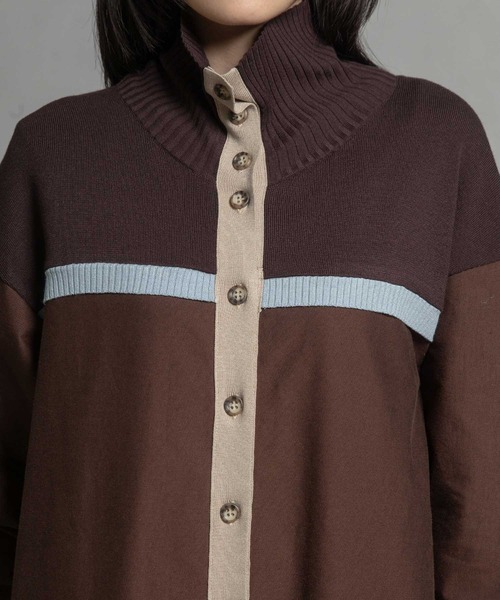 MARECHAL TERRE（マルシャルテル）の「スタンドカラーコンビネーションワンピース（ワンピース・レディース・ブラック/カーキ/ネイビー/ブラウン・MEDIUM）」の20枚目の写真
