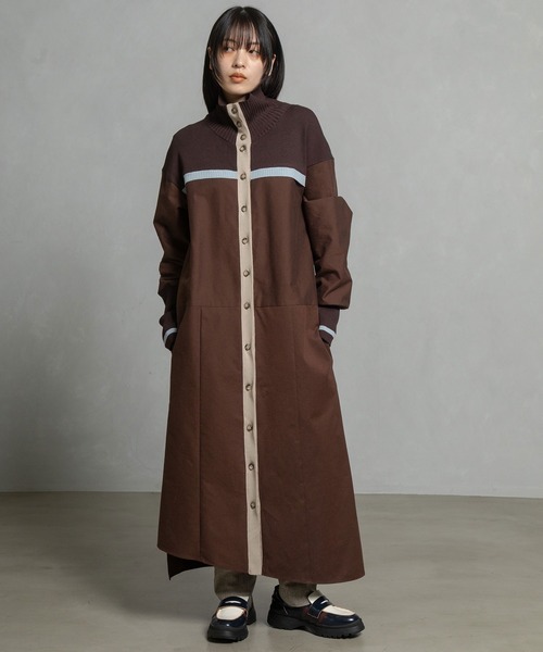 MARECHAL TERRE（マルシャルテル）の「スタンドカラーコンビネーションワンピース（ワンピース・レディース・ブラック/カーキ/ネイビー/ブラウン・MEDIUM）」の22枚目の写真
