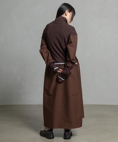 MARECHAL TERRE（マルシャルテル）の「スタンドカラーコンビネーションワンピース（ワンピース・レディース・ブラック/カーキ/ネイビー/ブラウン・MEDIUM）」の12枚目の写真