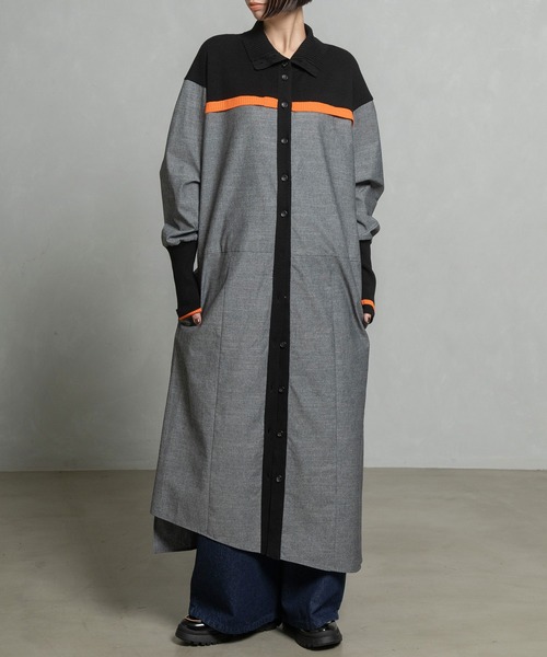 MARECHAL TERRE（マルシャルテル）の「スタンドカラーコンビネーションワンピース（ワンピース・レディース・ブラック/カーキ/ネイビー/ブラウン・MEDIUM）」の13枚目の写真