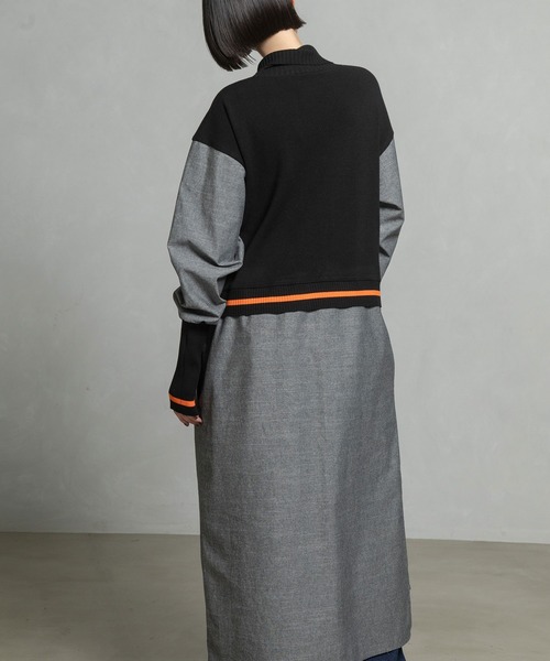 MARECHAL TERRE（マルシャルテル）の「スタンドカラーコンビネーションワンピース（ワンピース・レディース・ブラック/カーキ/ネイビー/ブラウン・MEDIUM）」の15枚目の写真