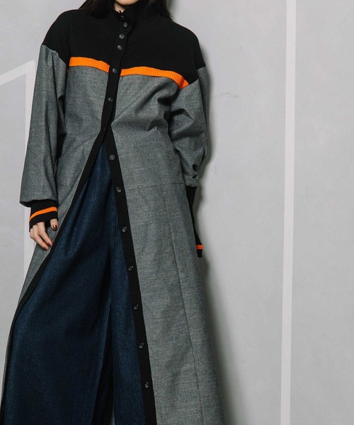 MARECHAL TERRE（マルシャルテル）の「スタンドカラーコンビネーションワンピース（ワンピース・レディース・ブラック/カーキ/ネイビー/ブラウン・MEDIUM）」の10枚目の写真