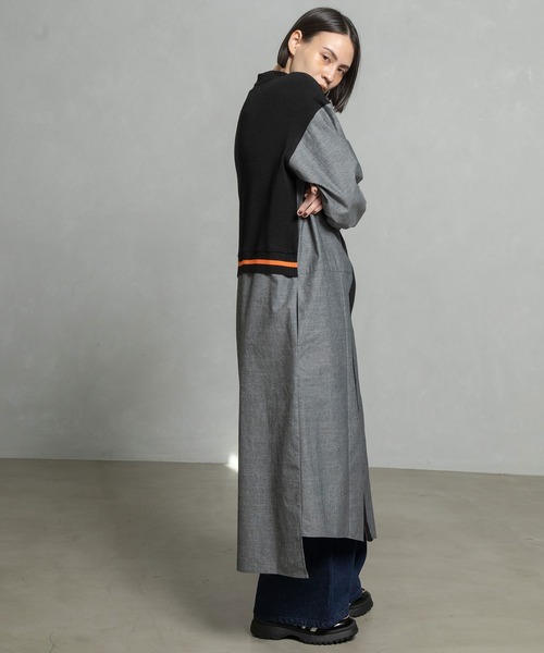 MARECHAL TERRE（マルシャルテル）の「スタンドカラーコンビネーションワンピース（ワンピース・レディース・ブラック/カーキ/ネイビー/ブラウン・MEDIUM）」の16枚目の写真