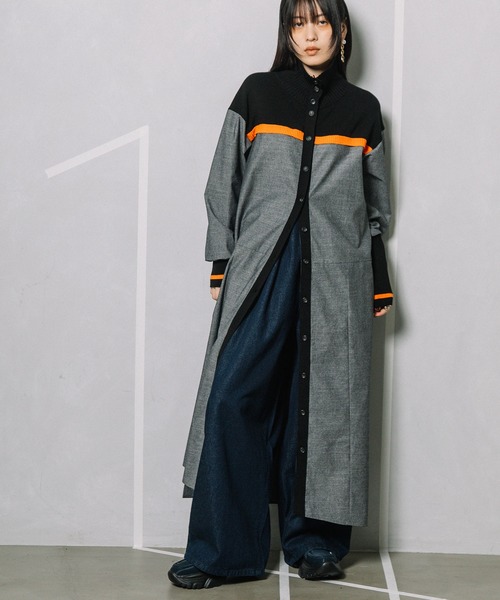 MARECHAL TERRE（マルシャルテル）の「スタンドカラーコンビネーションワンピース（ワンピース・レディース・ブラック/カーキ/ネイビー/ブラウン・MEDIUM）」の11枚目の写真