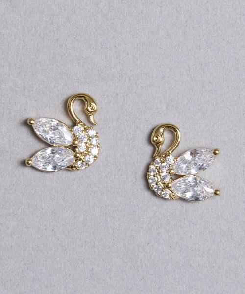 Zoule ゾーラ：ネイビーシリーズ swan スワン 白鳥 ピアス（ピアス（両