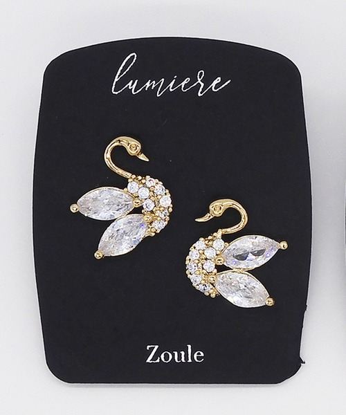 Zoule ゾーラ：ネイビーシリーズ swan スワン 白鳥 ピアス（ピアス（両