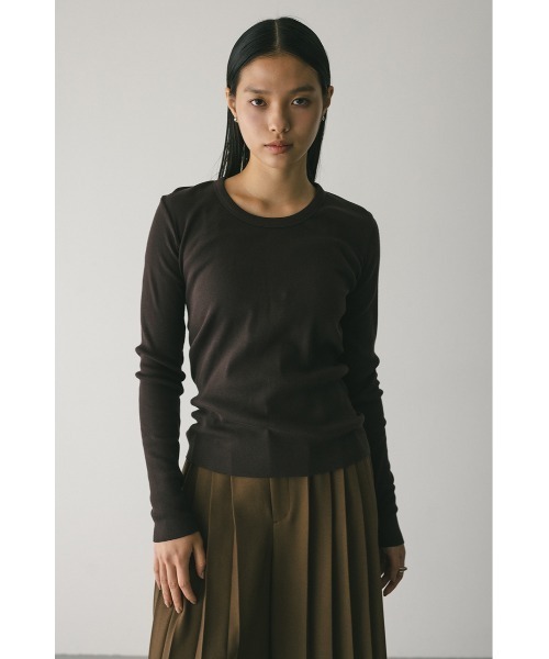STYLEMIXER(スタイルミキサー)の「ラウンドネックロンT 秋服(Tシャツ/カットソー・レディース・ブラウン/アイボリー/ブラック・FREE)」の4枚目の写真