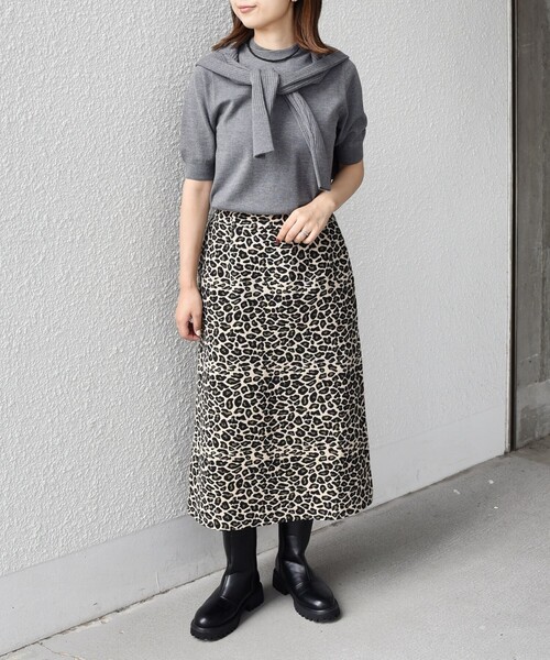 ♡美品♡ ドゥロワー　レオパードジャカードスカート　LookBook掲載　定価9 ♡美品♡ ドゥロワー レオパードジャカードスカート LookBook掲載 定価