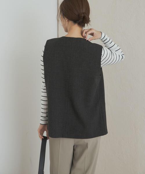 URBAN RESEARCH DOORS（アーバンリサーチドアーズ）の「ノーカラージレ（その他アウター・レディース・ブラック/ベージュ・MEDIUM）」の10枚目の写真