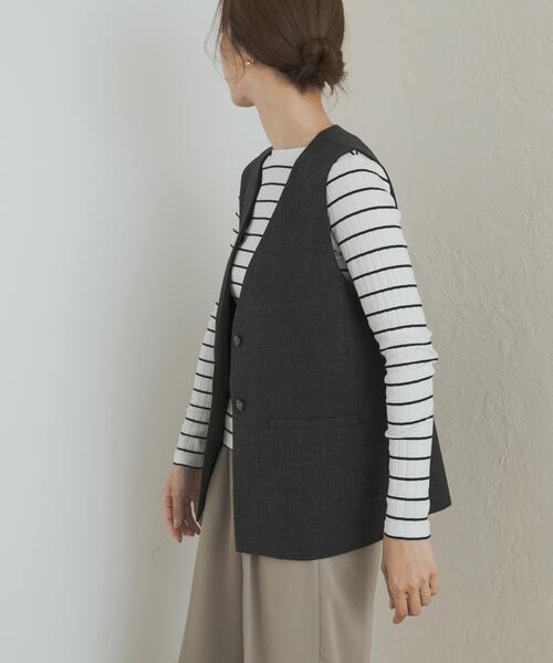 URBAN RESEARCH DOORS（アーバンリサーチドアーズ）の「ノーカラージレ（その他アウター・レディース・ブラック/ベージュ・MEDIUM）」の9枚目の写真