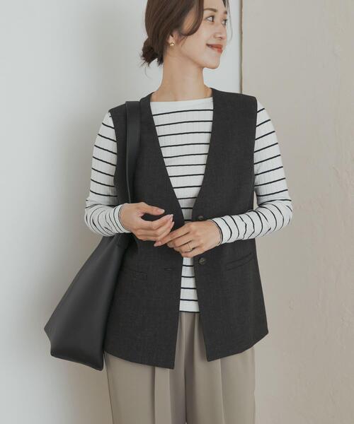 URBAN RESEARCH DOORS（アーバンリサーチドアーズ）の「ノーカラージレ（その他アウター・レディース・ブラック/ベージュ・MEDIUM）」の7枚目の写真