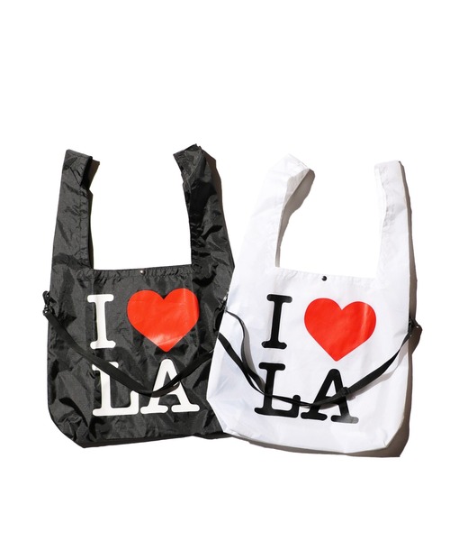 THRIFTY LOOK(スリフティールック)の「THRIFTY LOOK スリフティルック / "I LOVE LA"WATER PROOF TOTE(トートバッグ・メンズ・ブラック/ホワイト・ONE SIZE)」の2枚目の写真