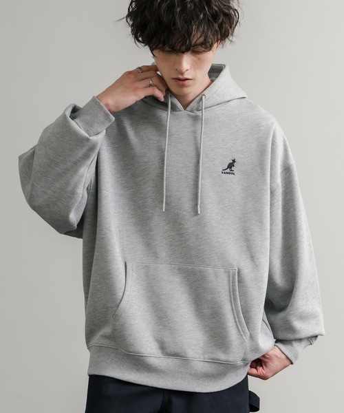 KANGOL(カンゴール)の「KANGOL カンゴール 別注コラボオーバーサイズ裏起毛ロゴ刺繍プルパーカー(パーカー・メンズ・ライトグレー/チャコール/グリーン/杢グレー/ブラック/ネイビー・XL/L/M)」の3枚目の写真