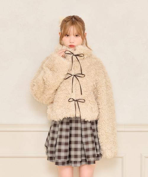 apres jour リボンシャギーブルゾン オフホワイト セール】リボンシャギーブルゾン（ブルゾン）｜apres jour（アプレ