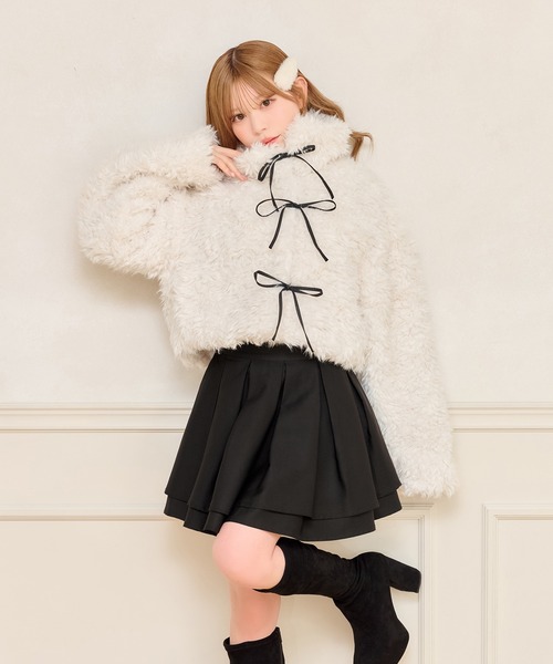 apres jour（アプレジュール）の「リボンシャギーブルゾン（ブルゾン・レディース・ベージュ/ブラック/オフホワイト/ライトグレー/ダークブラウン・フリー/X-LARGE）」の21枚目の写真