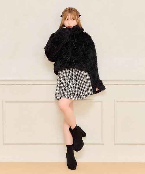 apres jour（アプレジュール）の「リボンシャギーブルゾン（ブルゾン・レディース・ベージュ/ブラック/オフホワイト/ライトグレー/ダークブラウン・フリー/X-LARGE）」の8枚目の写真