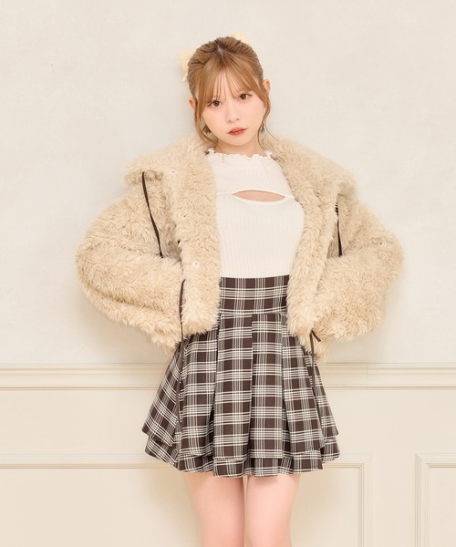 apres jour（アプレジュール）の「リボンシャギーブルゾン（ブルゾン・レディース・ベージュ/ブラック/オフホワイト/ライトグレー/ダークブラウン・フリー/X-LARGE）」の13枚目の写真