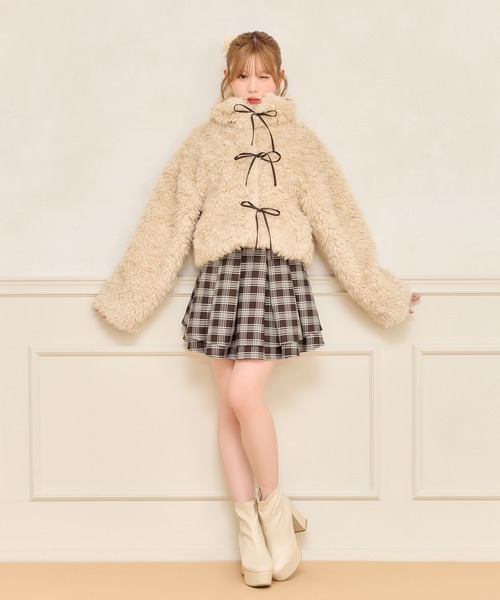 apres jour（アプレジュール）の「リボンシャギーブルゾン（ブルゾン・レディース・ベージュ/ブラック/オフホワイト/ライトグレー/ダークブラウン・フリー/X-LARGE）」の11枚目の写真