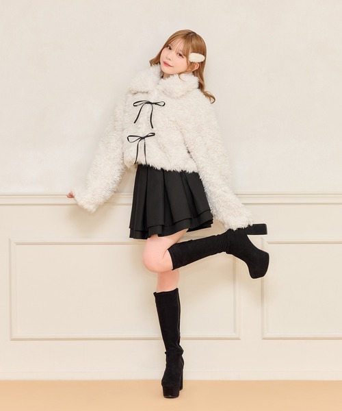 apres jour リボンシャギーブルゾン オフホワイト セール】リボンシャギーブルゾン（ブルゾン）｜apres jour（アプレ