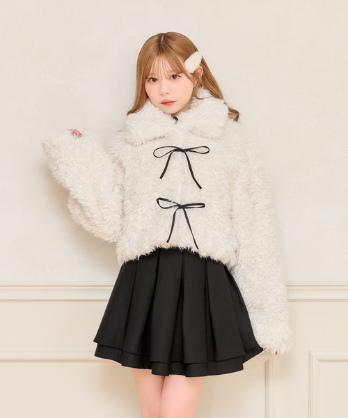 apres jour（アプレジュール）の「リボンシャギーブルゾン（ブルゾン・レディース・ベージュ/ブラック/オフホワイト/ライトグレー/ダークブラウン・フリー/X-LARGE）」の20枚目の写真