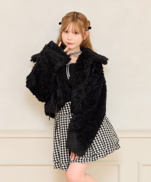 apres jour（アプレジュール）の「リボンシャギーブルゾン（ブルゾン・レディース・ベージュ/ブラック/オフホワイト/ライトグレー/ダークブラウン・フリー/X-LARGE）」の7枚目の写真