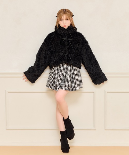 apres jour（アプレジュール）の「リボンシャギーブルゾン（ブルゾン・レディース・ベージュ/ブラック/オフホワイト/ライトグレー/ダークブラウン・フリー/X-LARGE）」の10枚目の写真