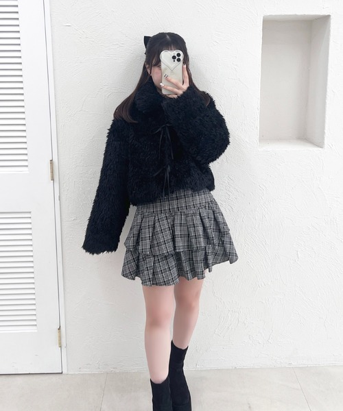 apres jour（アプレジュール）の「リボンシャギーブルゾン（ブルゾン・レディース・ベージュ/ブラック/オフホワイト/ライトグレー/ダークブラウン・フリー/X-LARGE）」の18枚目の写真