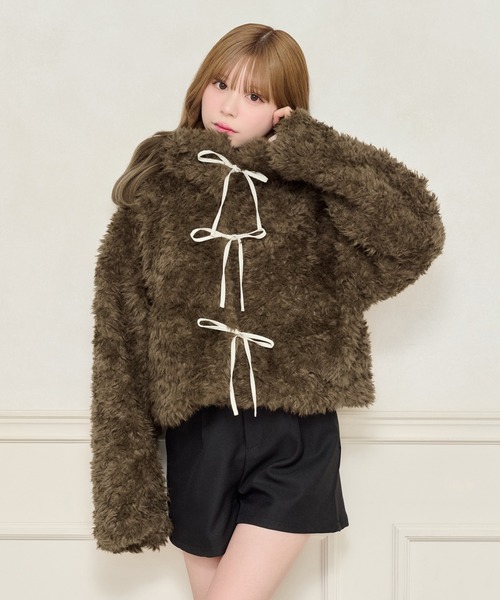 セール】リボンシャギーブルゾン（ブルゾン）｜apres jour（アプレ