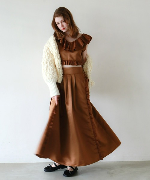 mic by Olu.（ミックバイオルドット）の「ラッフルリボンビスチェ[セットアップ可能]（シャツ/ブラウス・レディース・ブラック/ホワイト/ブラウン・FREE）」の18枚目の写真