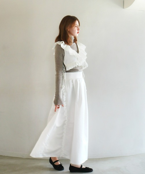 mic by Olu.（ミックバイオルドット）の「ラッフルリボンビスチェ[セットアップ可能]（シャツ/ブラウス・レディース・ブラック/ホワイト/ブラウン・FREE）」の21枚目の写真