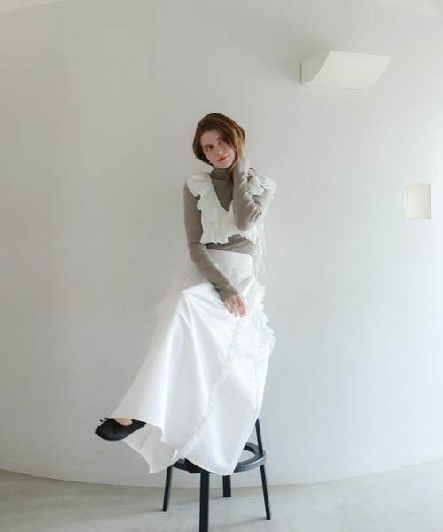 mic by Olu.（ミックバイオルドット）の「ラッフルリボンビスチェ[セットアップ可能]（シャツ/ブラウス・レディース・ブラック/ホワイト/ブラウン・FREE）」の22枚目の写真