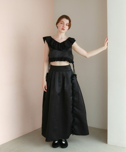 mic by Olu.（ミックバイオルドット）の「ラッフルリボンビスチェ[セットアップ可能]（シャツ/ブラウス・レディース・ブラック/ホワイト/ブラウン・FREE）」の16枚目の写真