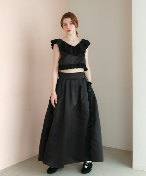 mic by Olu.（ミックバイオルドット）の「ラッフルリボンビスチェ[セットアップ可能]（シャツ/ブラウス・レディース・ブラック/ホワイト/ブラウン・FREE）」の11枚目の写真