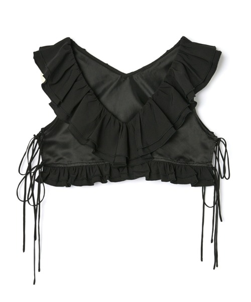 mic by Olu.（ミックバイオルドット）の「ラッフルリボンビスチェ[セットアップ可能]（シャツ/ブラウス・レディース・ブラック/ホワイト/ブラウン・FREE）」の5枚目の写真