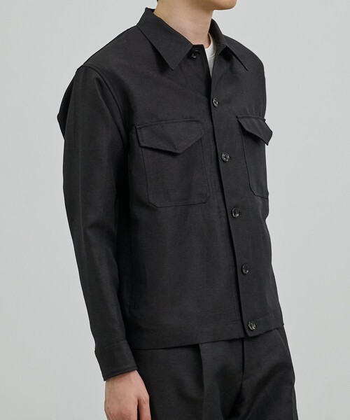 UNITED TOKYO(ユナイテッドトウキョウ)の「【残りわずか】WOOL LINEN CPOブルゾン |高級素材/防臭性/吸湿性/ムレ防止/湿気対策/日差し対策(ブルゾン・メンズ・ブラック/グレイッシュベージュ・2/1)」の13枚目の写真