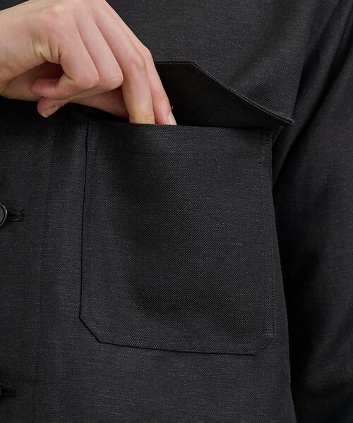UNITED TOKYO(ユナイテッドトウキョウ)の「【残りわずか】WOOL LINEN CPOブルゾン |高級素材/防臭性/吸湿性/ムレ防止/湿気対策/日差し対策(ブルゾン・メンズ・ブラック/グレイッシュベージュ・2/1)」の6枚目の写真