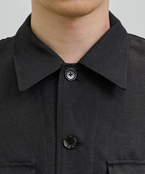 UNITED TOKYO(ユナイテッドトウキョウ)の「【残りわずか】WOOL LINEN CPOブルゾン |高級素材/防臭性/吸湿性/ムレ防止/湿気対策/日差し対策(ブルゾン・メンズ・ブラック/グレイッシュベージュ・2/1)」の7枚目の写真