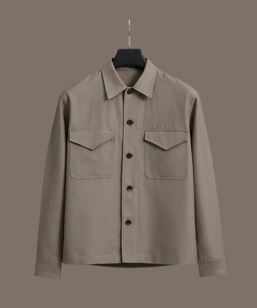 UNITED TOKYO(ユナイテッドトウキョウ)の「【残りわずか】WOOL LINEN CPOブルゾン |高級素材/防臭性/吸湿性/ムレ防止/湿気対策/日差し対策(ブルゾン・メンズ・ブラック/グレイッシュベージュ・2/1)」の2枚目の写真