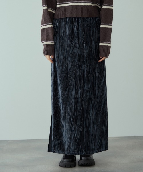 VICKY（ビッキー）の「クラッシュベロアスカート≪手洗い可能≫（スカート・レディース・ブラック/ブルー/ブラウン・M）」の3枚目の写真