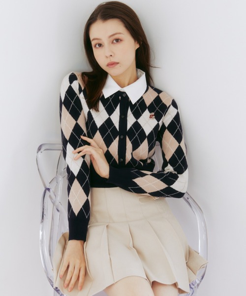 JILL by JILL STUART（ジルバイジルスチュアート）の「◇＜BEARシリーズ＞アーガイルカーディガン（ニット/セーター・レディース・ブラウン/ピンク/ネイビー/ブルー・FREE）」の3枚目の写真