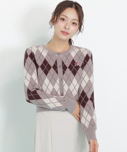 JILL by JILL STUART（ジルバイジルスチュアート）の「◇＜BEARシリーズ＞アーガイルカーディガン（ニット/セーター・レディース・ブラウン/ピンク/ネイビー/ブルー・FREE）」の15枚目の写真