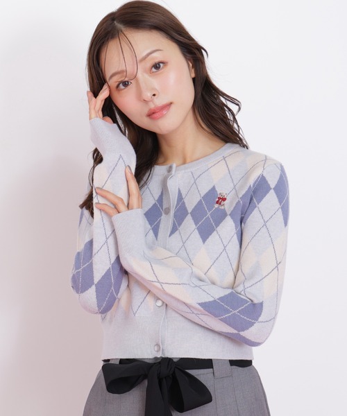 JILL by JILL STUART（ジルバイジルスチュアート）の「◇＜BEARシリーズ＞アーガイルカーディガン（ニット/セーター・レディース・ブラウン/ピンク/ネイビー/ブルー・FREE）」の6枚目の写真