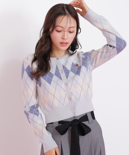 JILL by JILL STUART（ジルバイジルスチュアート）の「◇＜BEARシリーズ＞アーガイルカーディガン（ニット/セーター・レディース・ブラウン/ピンク/ネイビー/ブルー・FREE）」の7枚目の写真