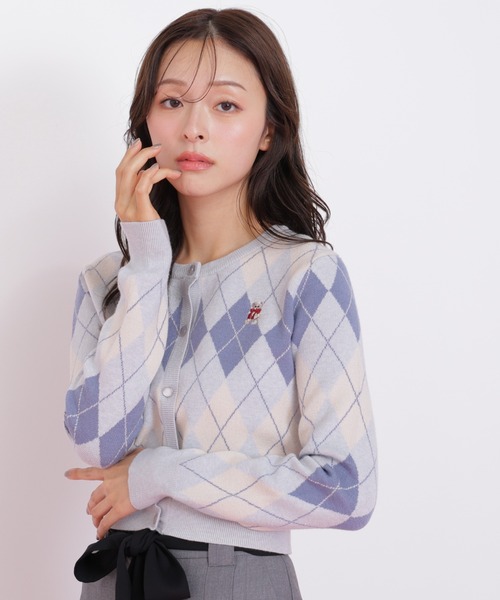 JILL by JILL STUART（ジルバイジルスチュアート）の「◇＜BEARシリーズ＞アーガイルカーディガン（ニット/セーター・レディース・ブラウン/ピンク/ネイビー/ブルー・FREE）」の8枚目の写真