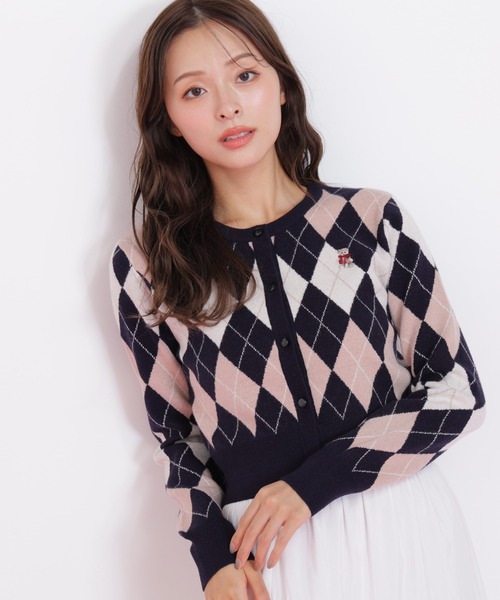 JILL by JILL STUART（ジルバイジルスチュアート）の「◇＜BEARシリーズ＞アーガイルカーディガン（ニット/セーター・レディース・ブラウン/ピンク/ネイビー/ブルー・FREE）」の18枚目の写真