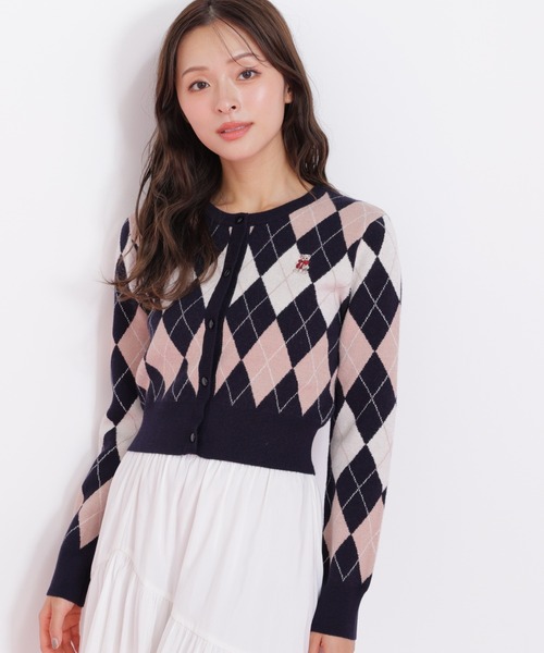 JILL by JILL STUART（ジルバイジルスチュアート）の「◇＜BEARシリーズ＞アーガイルカーディガン（ニット/セーター・レディース・ブラウン/ピンク/ネイビー/ブルー・FREE）」の19枚目の写真
