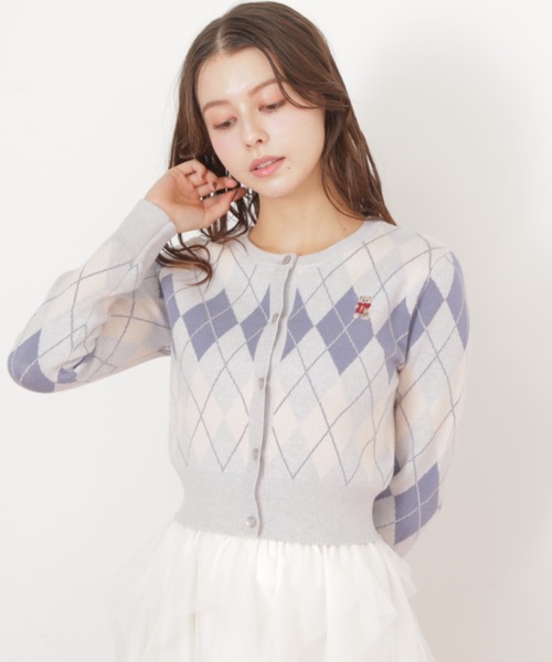 JILL by JILL STUART（ジルバイジルスチュアート）の「◇＜BEARシリーズ＞アーガイルカーディガン（ニット/セーター・レディース・ブラウン/ピンク/ネイビー/ブルー・FREE）」の22枚目の写真